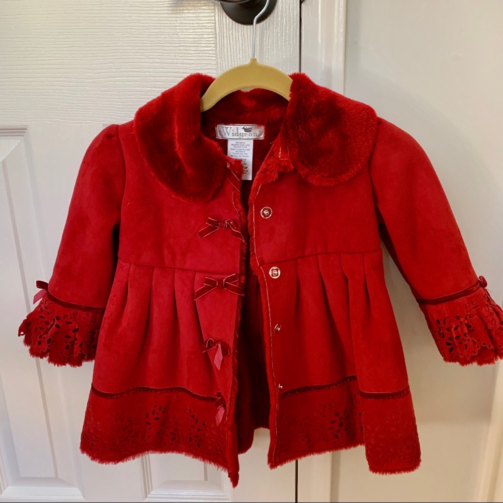 Widgeon Red Faux Shearling Coat. size 3T.